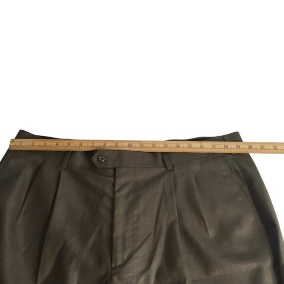 Perry Ellis America Dress Pants Mens 40x32 Brown Pleated Cuffed Front Slacks - Picture 14 of 16